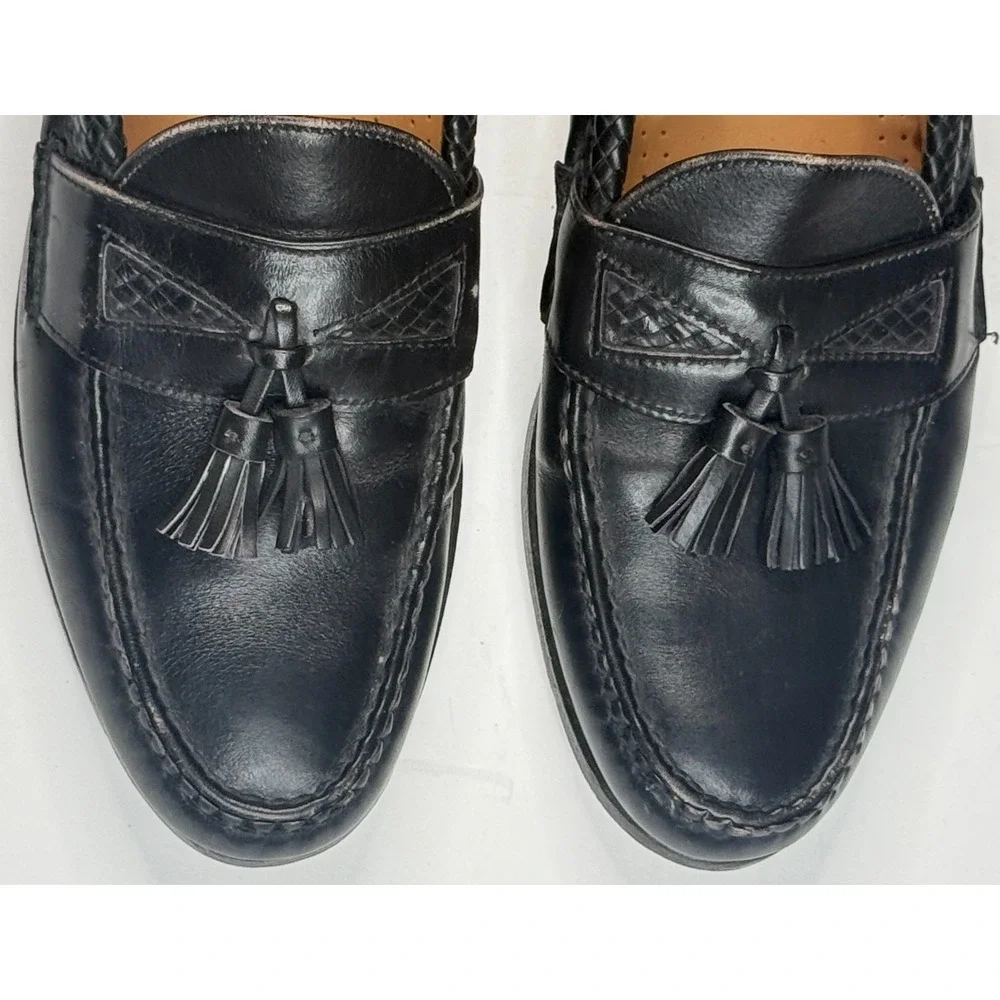 Allen Edmonds Men Handmade Maxfield Black Tassle Leather Slip On Shoes Size 11 B